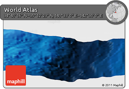 Physical Panoramic Map of the Area around 34° 56' 49" N, 142° 1' 30" E
