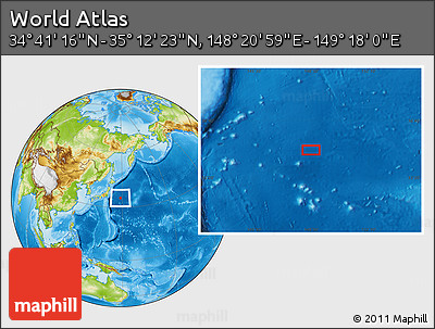 Physical Location Map of the Area around 34° 56' 49" N, 148° 49' 29" E