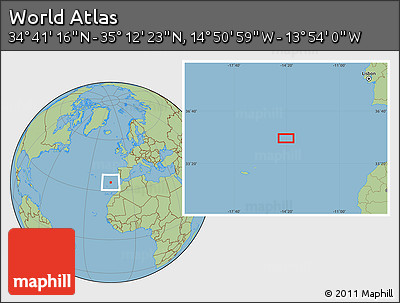 Savanna Style Location Map of the Area around 34° 56' 49" N, 14° 22' 30" W