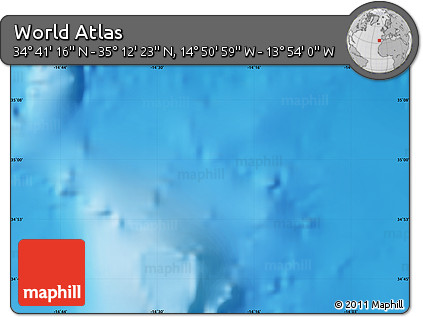 Shaded Relief Map of the Area around 34° 56' 49" N, 14° 22' 30" W