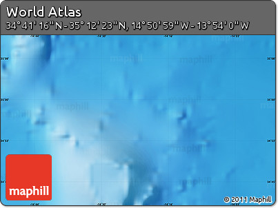 Shaded Relief Map of the Area around 34° 56' 49" N, 14° 22' 30" W