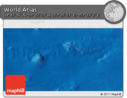 Physical 3D Map of the Area around 34° 56' 49" N, 153° 4' 29" E
