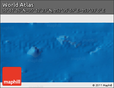Physical 3D Map of the Area around 34° 56' 49" N, 153° 4' 29" E