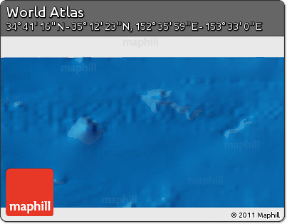 Physical 3D Map of the Area around 34° 56' 49" N, 153° 4' 29" E