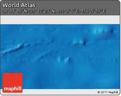 Physical 3D Map of the Area around 34° 56' 49" N, 155° 37' 30" E
