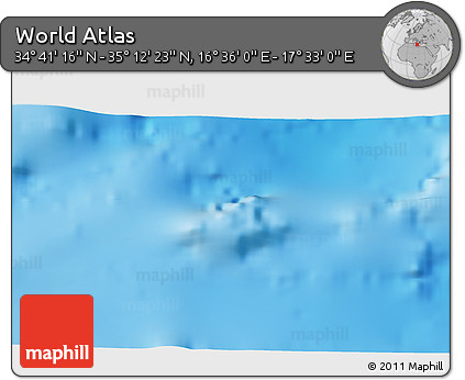 Physical 3D Map of the Area around 34° 56' 49" N, 17° 4' 30" E