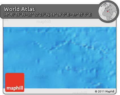 Physical 3D Map of the Area around 34° 56' 49" N, 18° 46' 29" E