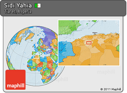 Political Location Map of Sidi Yahia