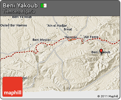 Shaded Relief 3D Map of Beni Yakoub