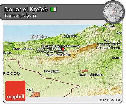 Physical Panoramic Map of Douar El Kreïeb