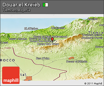 Physical Panoramic Map of Douar El Kreïeb