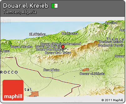 Physical Panoramic Map of Douar El Kreïeb
