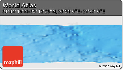Physical Panoramic Map of the Area around 34° 56' 49" N, 21° 19' 30" E