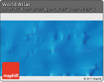 Shaded Relief 3D Map of the Area around 34° 56' 49" N, 21° 10' 29" W