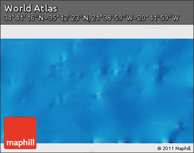Shaded Relief 3D Map of the Area around 34° 56' 49" N, 21° 10' 29" W