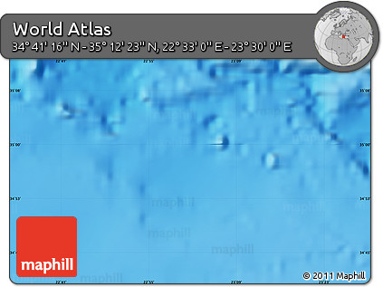 Physical Map of the Area around 34° 56' 49" N, 23° 1' 29" E