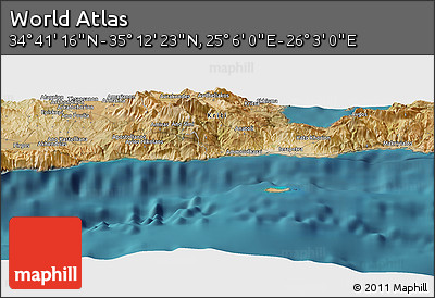 Satellite Panoramic Map of the Area around 34° 56' 49" N, 25° 34' 30" E