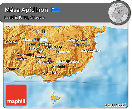 Political 3D Map of Mésa Apídhion