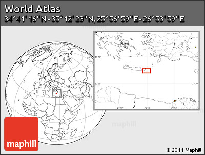 Blank Location Map of the Area around 34° 56' 49" N, 26° 25' 29" E