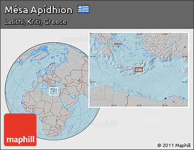 Gray Location Map of Mésa Apídhion, hill shading