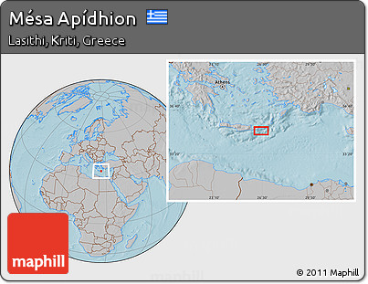 Gray Location Map of Mésa Apídhion, hill shading