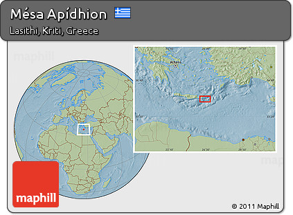 Savanna Style Location Map of Mésa Apídhion, hill shading