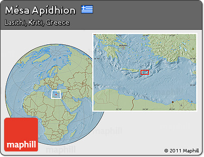 Savanna Style Location Map of Mésa Apídhion, hill shading