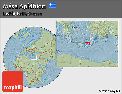 Savanna Style Location Map of Mésa Apídhion, hill shading