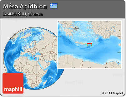 Shaded Relief Location Map of Mésa Apídhion