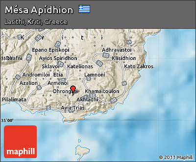 Shaded Relief Map of Mésa Apídhion
