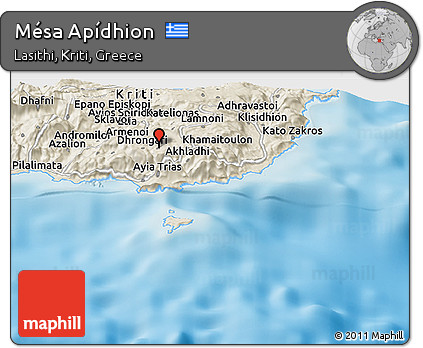 Shaded Relief Panoramic Map of Mésa Apídhion