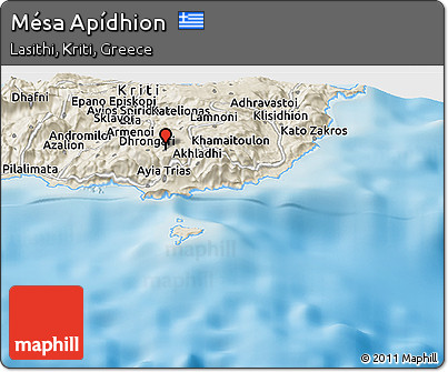 Shaded Relief Panoramic Map of Mésa Apídhion