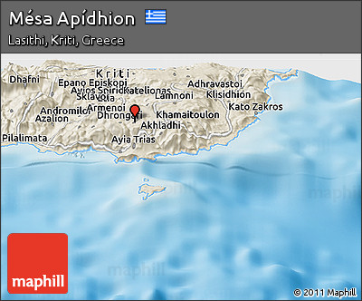 Shaded Relief Panoramic Map of Mésa Apídhion