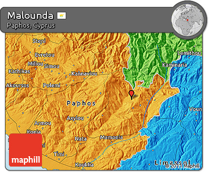Political 3D Map of Malounda