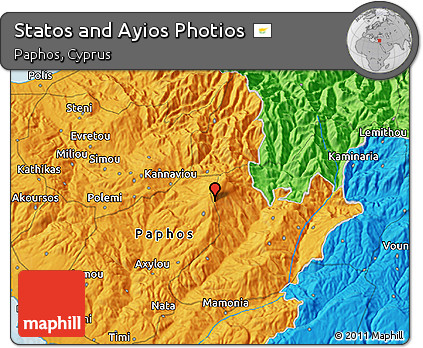 Political 3D Map of Statos and Ayios Photios