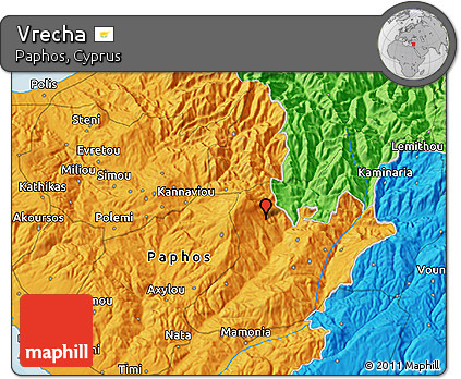 Political 3D Map of Vrecha