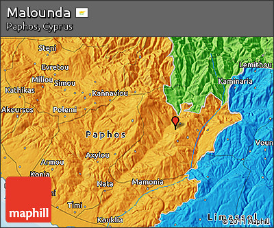 Political 3D Map of Malounda