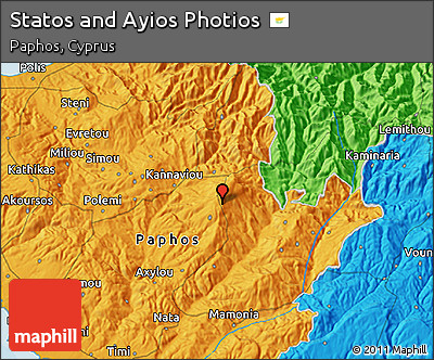 Political 3D Map of Statos and Ayios Photios