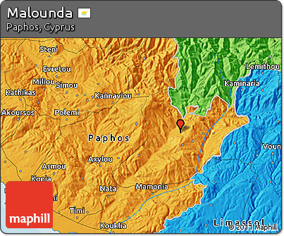 Political 3D Map of Malounda