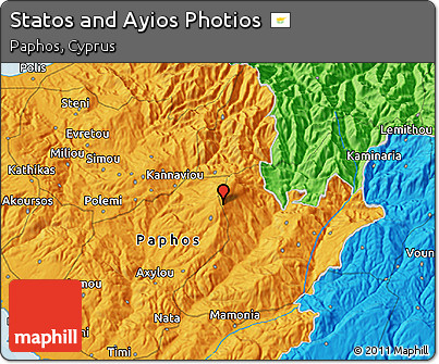Political 3D Map of Statos and Ayios Photios