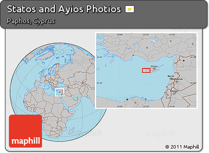 Gray Location Map of Statos and Ayios Photios