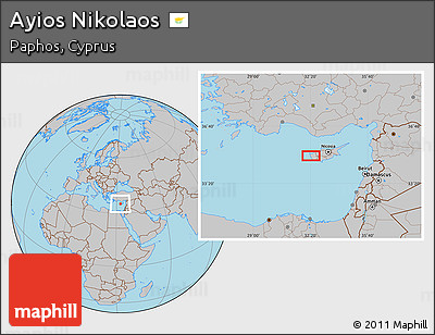 Gray Location Map of Ayios Nikolaos