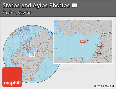 Gray Location Map of Statos and Ayios Photios