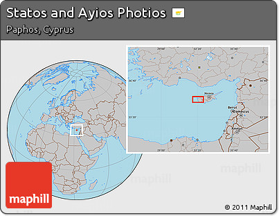 Gray Location Map of Statos and Ayios Photios