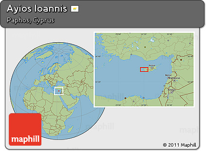 Savanna Style Location Map of Ayios Ioannis