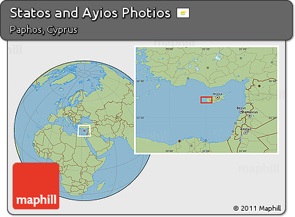 Savanna Style Location Map of Statos and Ayios Photios