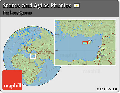 Savanna Style Location Map of Statos and Ayios Photios