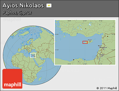 Savanna Style Location Map of Ayios Nikolaos