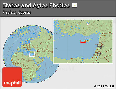 Savanna Style Location Map of Statos and Ayios Photios
