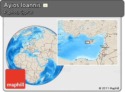 Shaded Relief Location Map of Ayios Ioannis